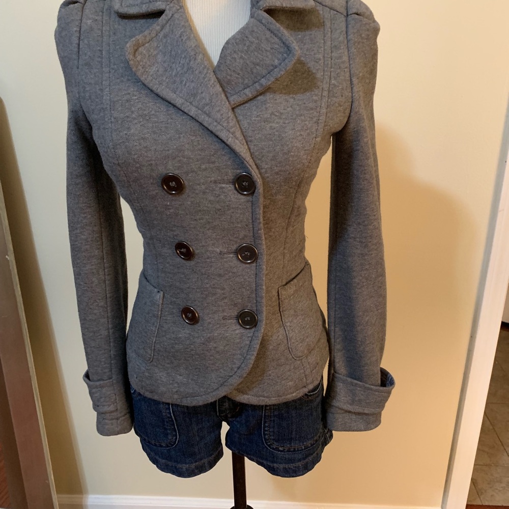 H&M double breasted Gray heavy knit jacket